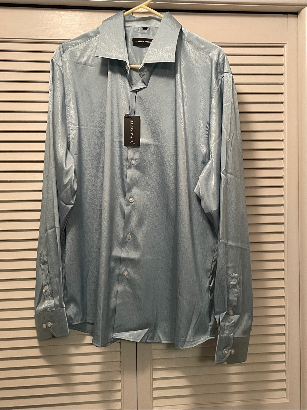 Barry.Wang Light Green Men's Dress Shirt, 2XL